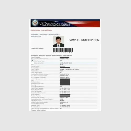 DS-160 Form USA Sample_1