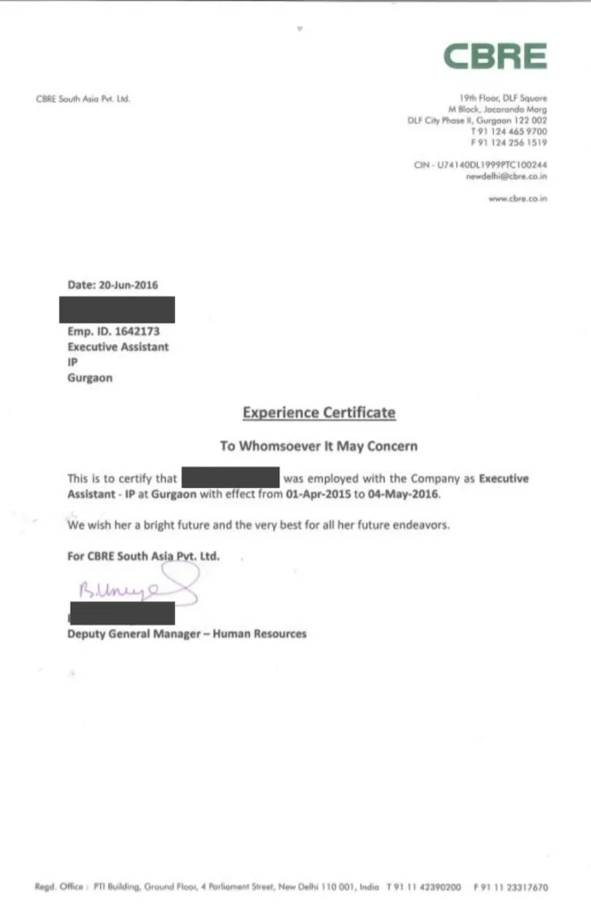Work Experience certificate for Study Abroad (1)